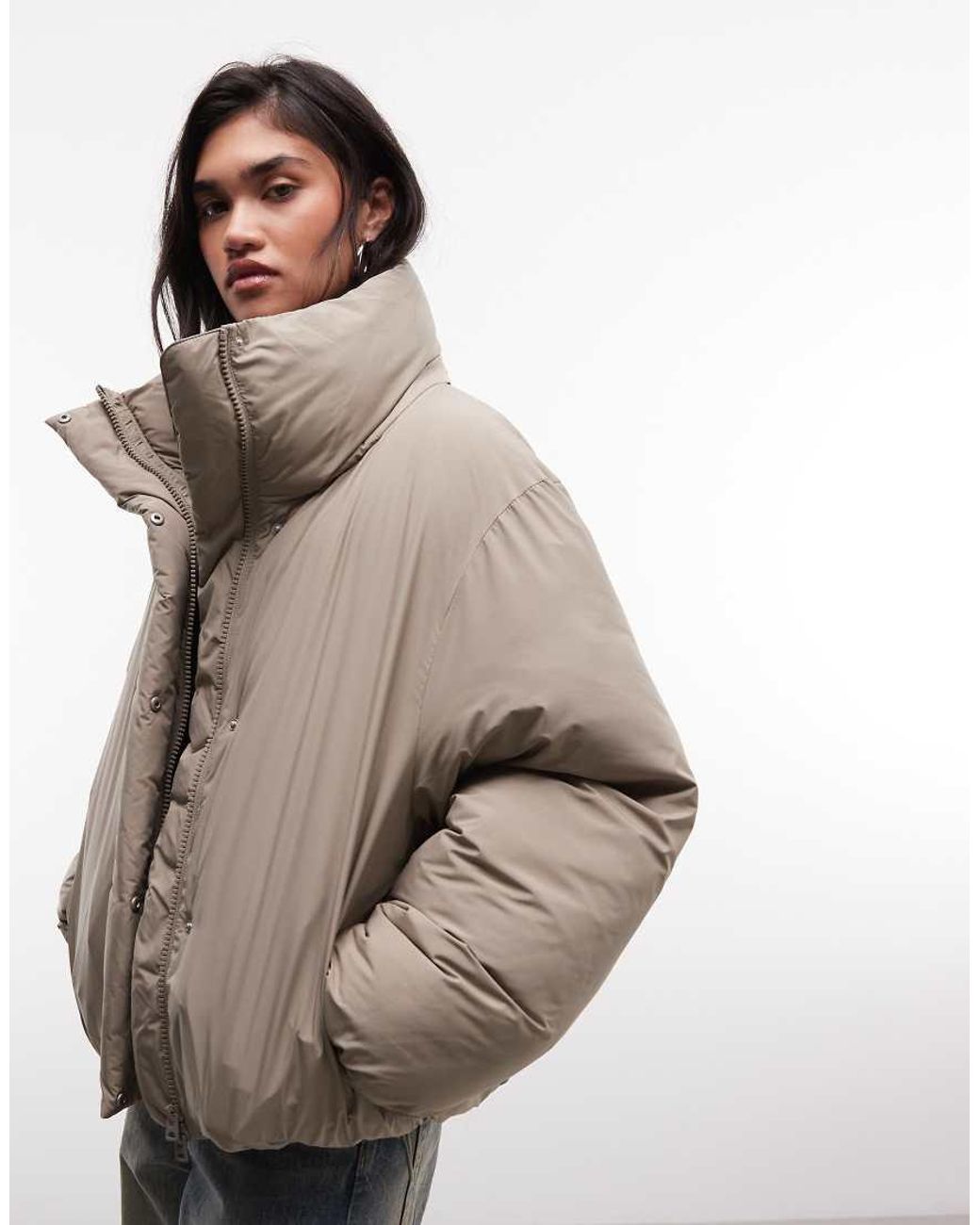 Weekday Natural High Neck Oversized Puffer Coat