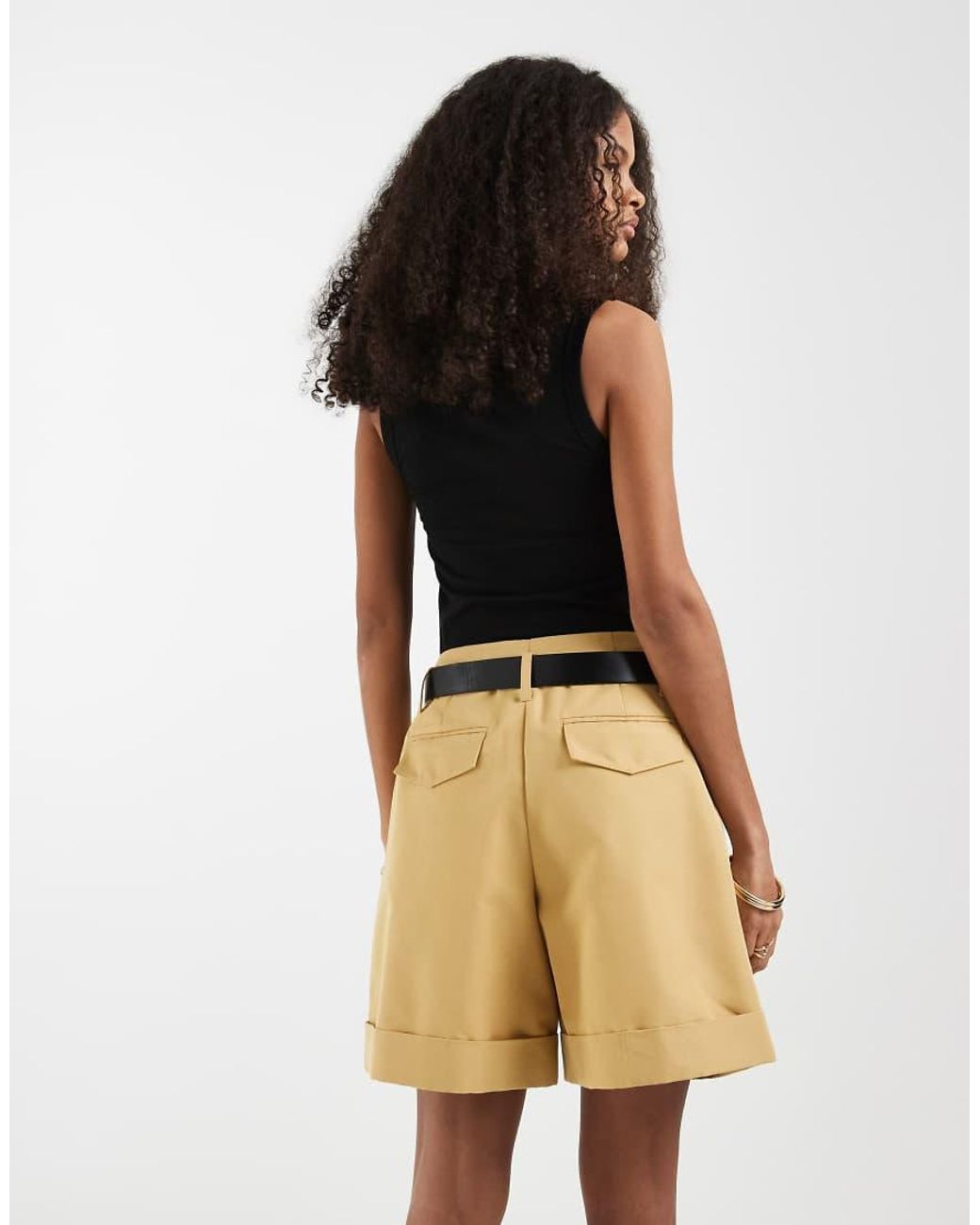 ASOS Multicolor Tailored Belted Turn Up Shorts