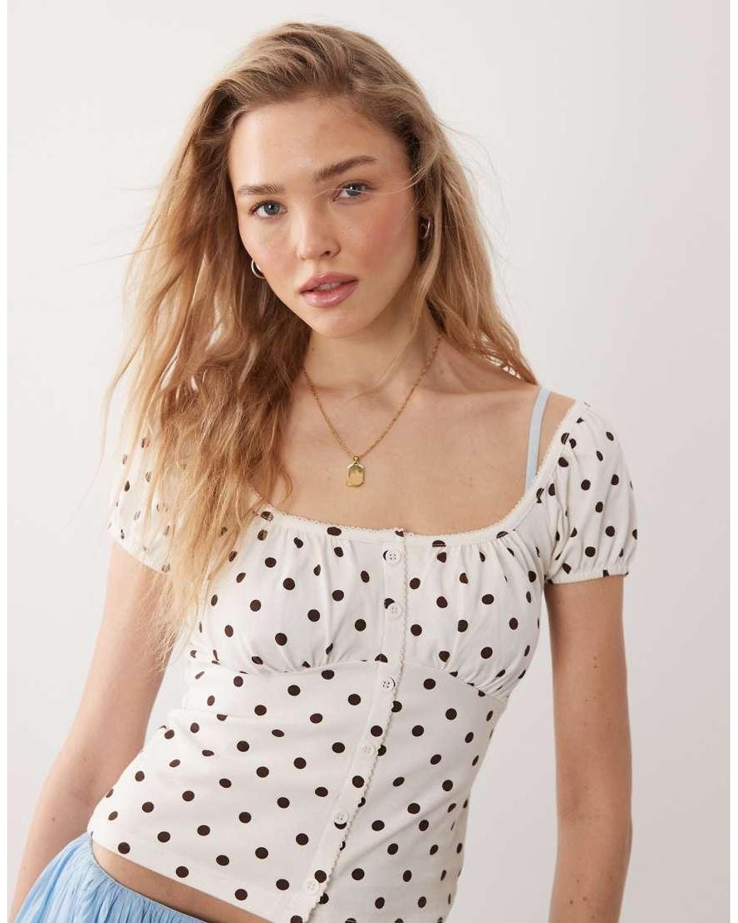 Miss Selfridge Multicolor Button-detail Milkmaid Top