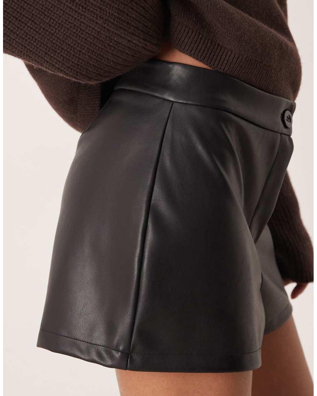 ASOS Brown Pu Mid Rise Shorts