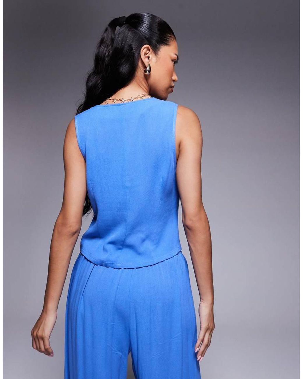 Kaiia Blue Exclusive Sleeveless Waistcoat Top