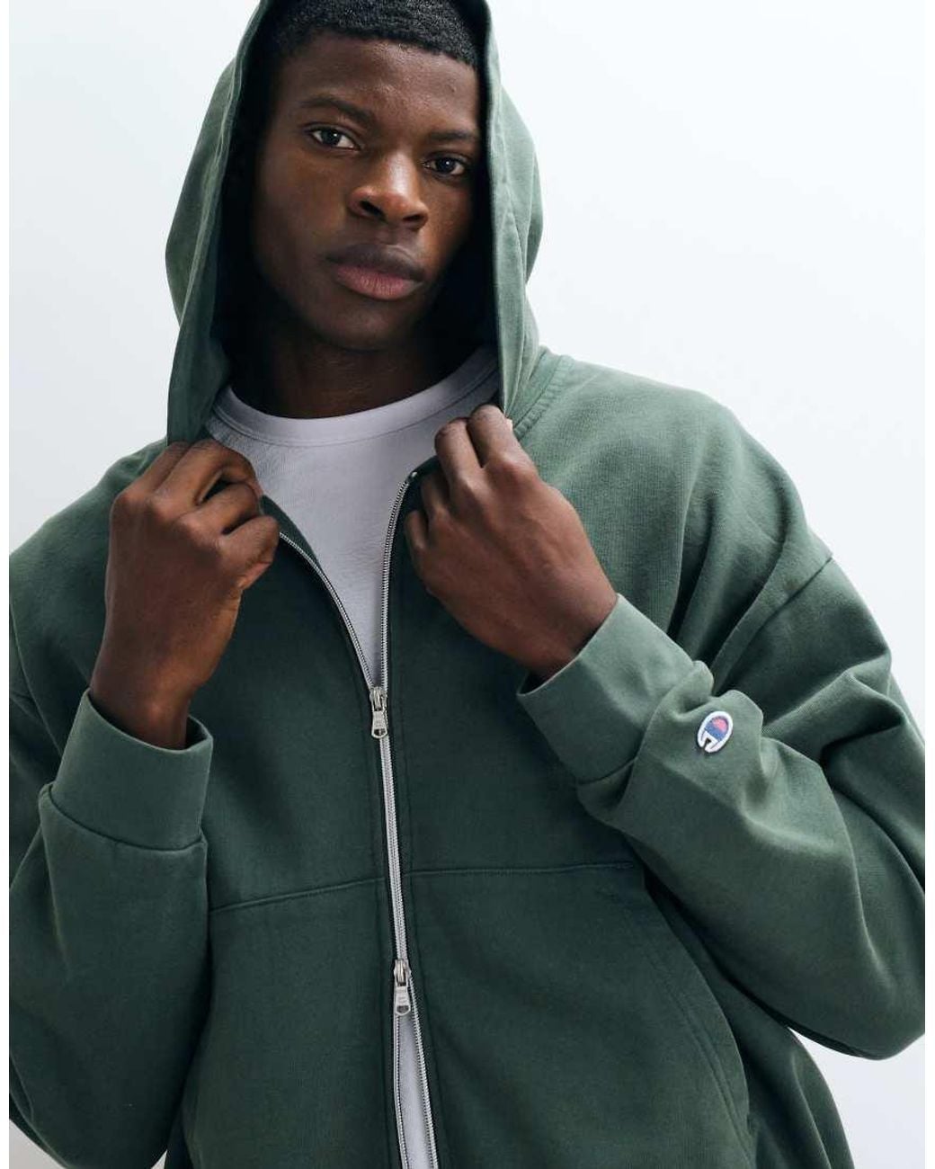 Champion Green Future Memories Oversized Full Zip Hoodie for men