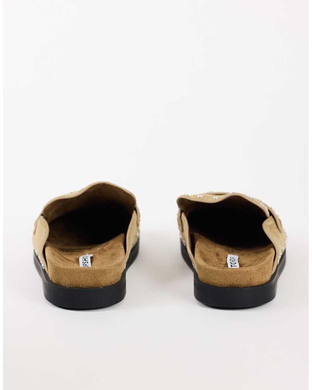 TOPSHOP White Addie Real Suede Studded Mule Loafer