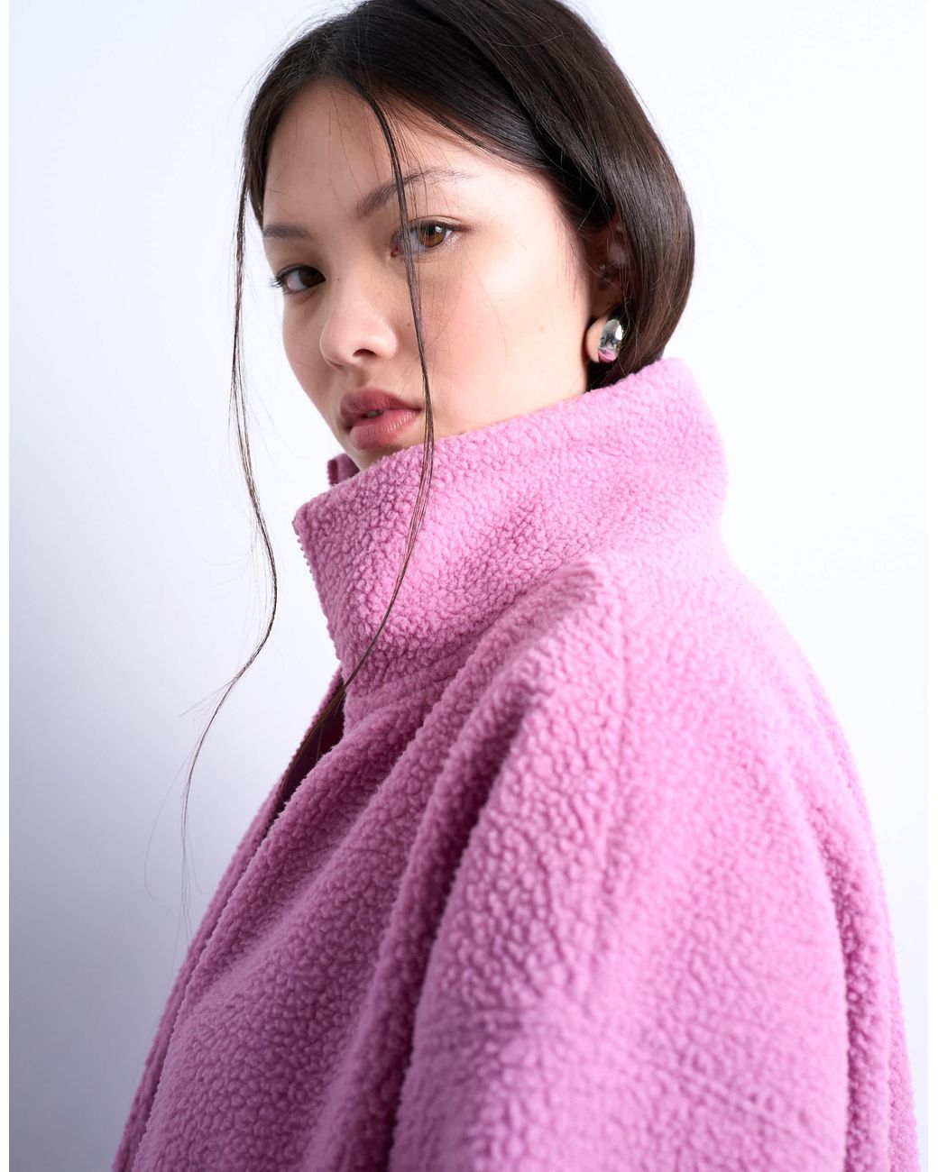 TOPSHOP Pink Borg Funnel Zip Through
