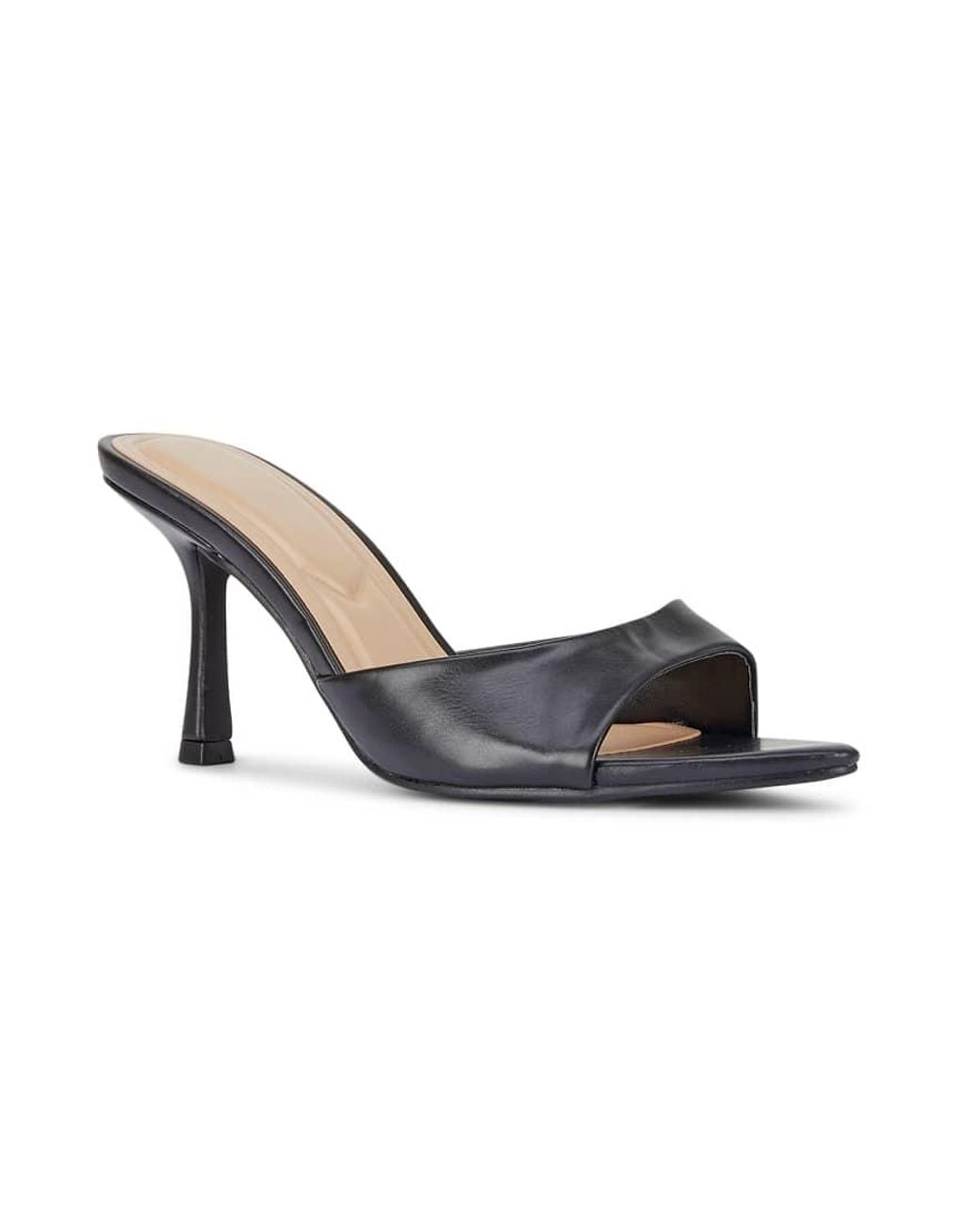 SEQWL Black Open Toe Slip-On High Heel Mule Sandals