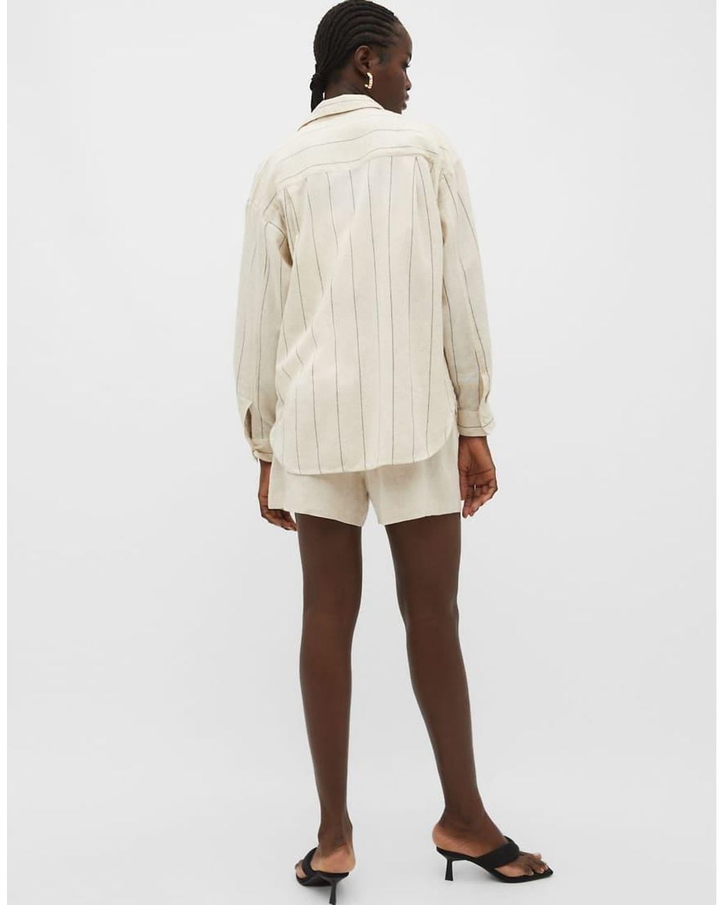 Stradivarius Natural Linen Blend Shirt