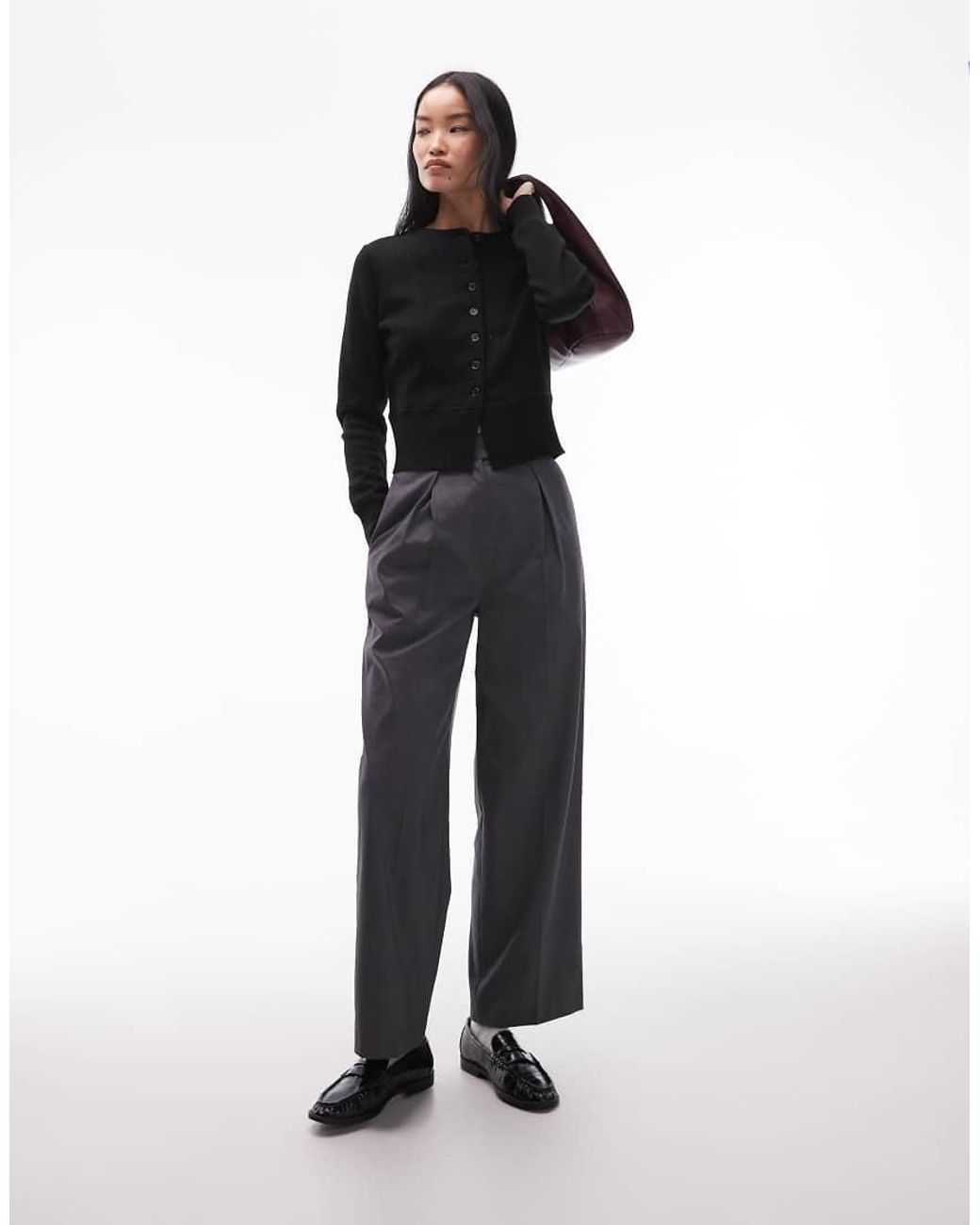 ARKET Black Double-Faced Rich Wool Cardigan With Cinched Waist Hem