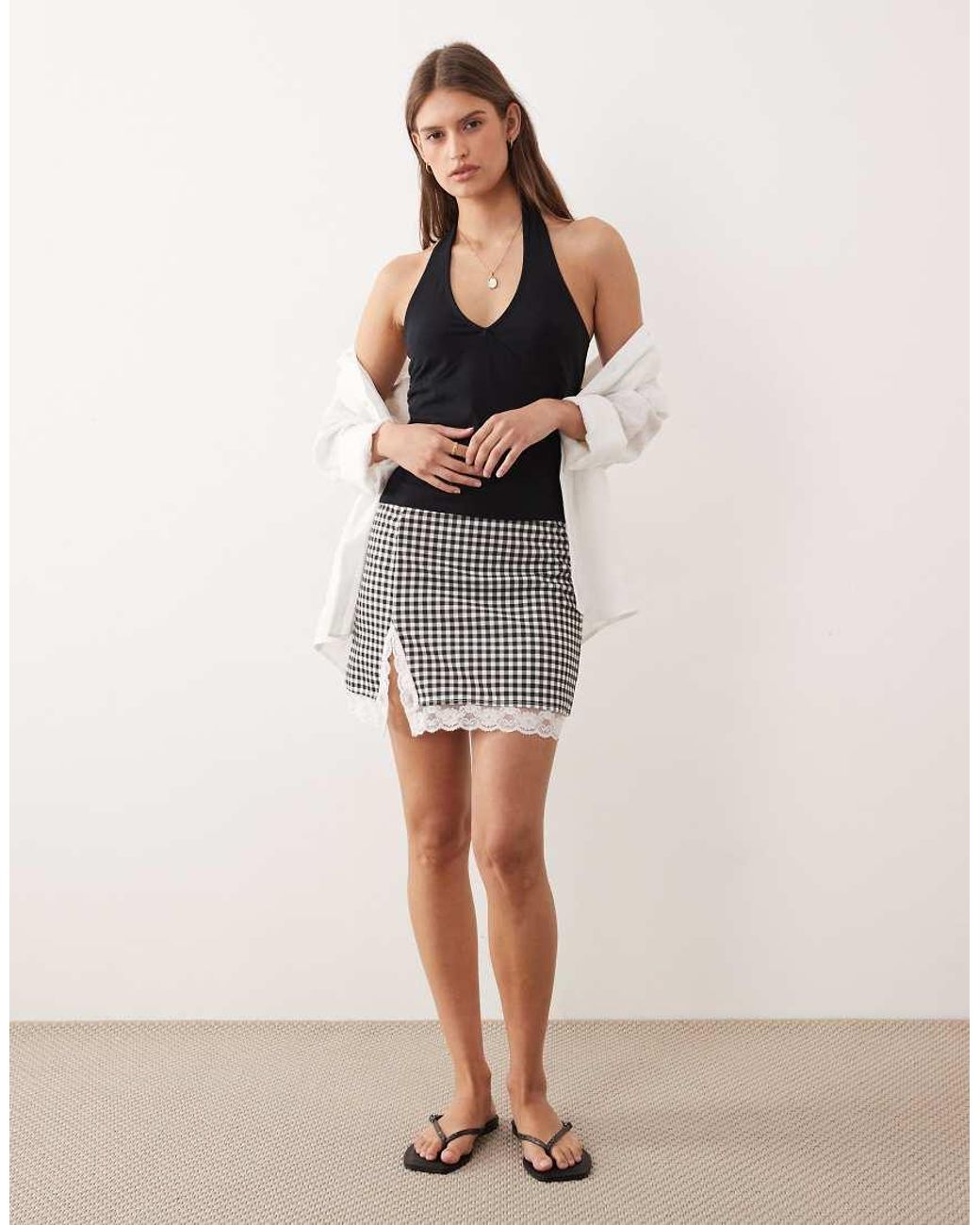 ASOS Natural Mini Skirt With Lace