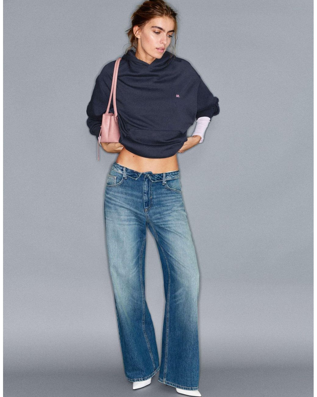 Sweat à capuche en daim à logo Pull&Bear en coloris Blue