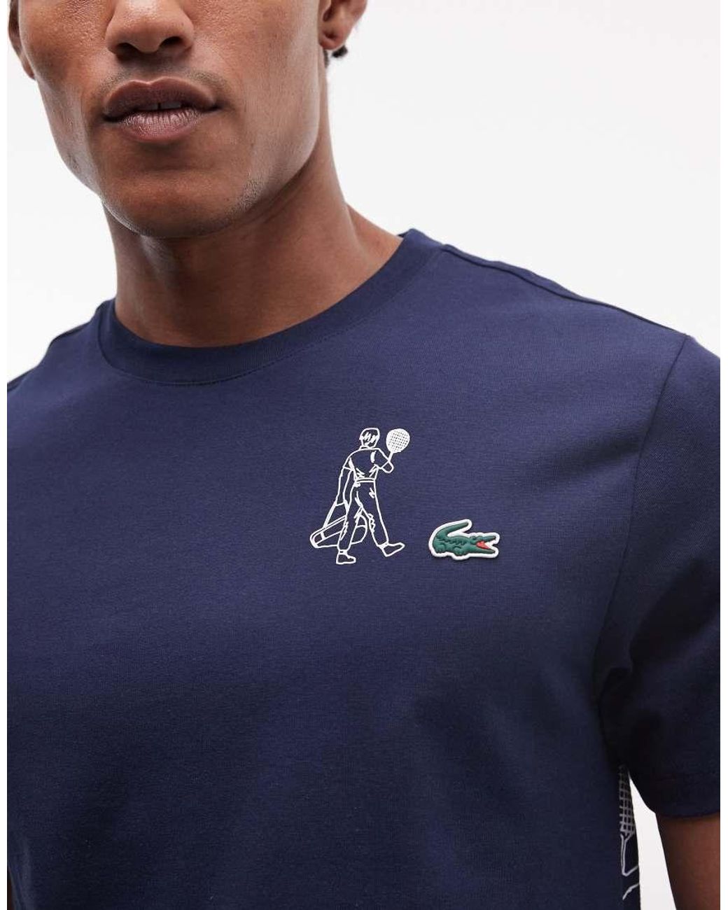Lacoste Blue Tennis Performance Technical Graphic Logo Jersey With Back Print for men