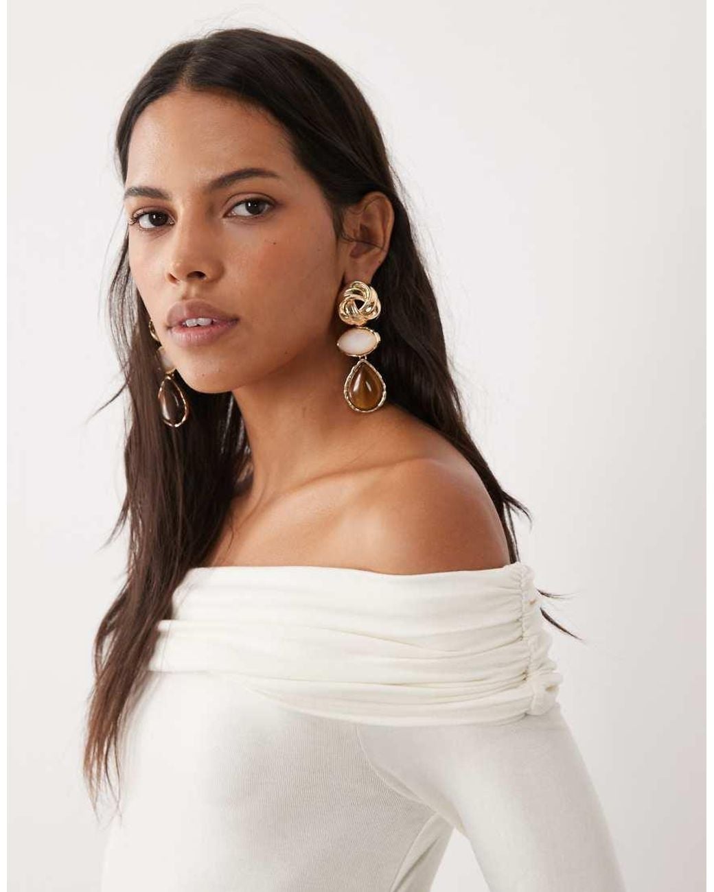 Miss Selfridge White Wrap Bardot Bodysuit
