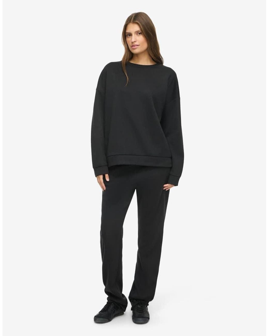 Noisy May Black Bloom Ribbed Loose Fit Crew Neck Sweatshirt