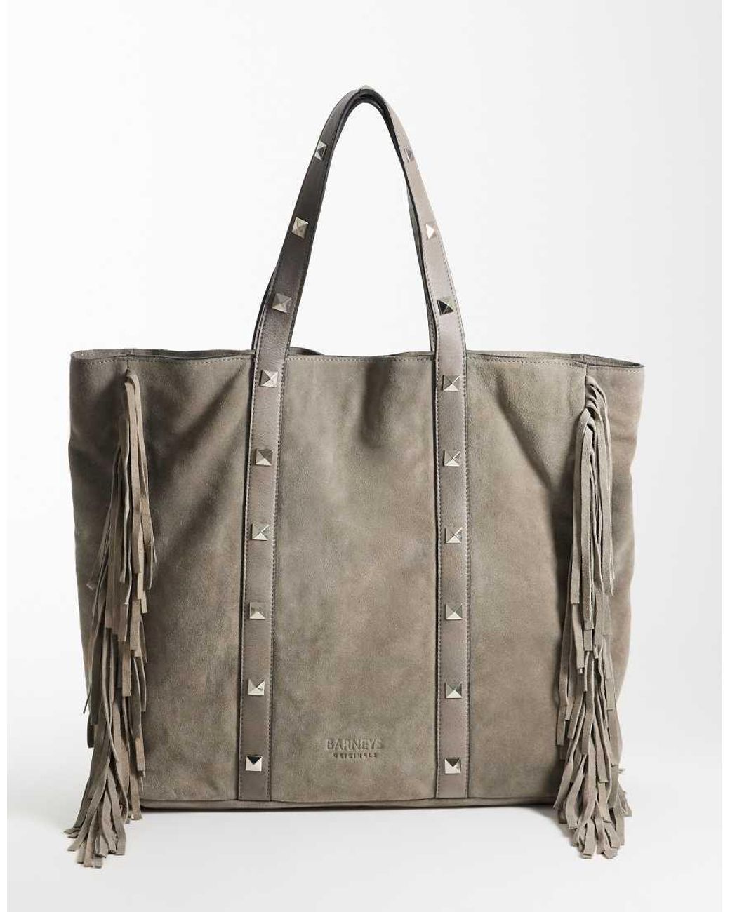 Barney's Originals Natural Boho Fringe Suede Tote Bag