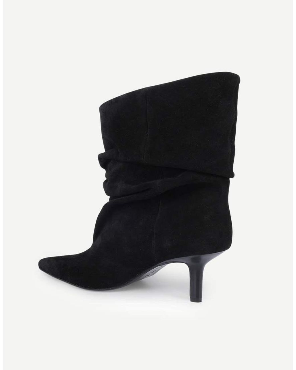 OFF THE HOOK Blue Selene Suede Pointed Toe Heeled Ankle Boots