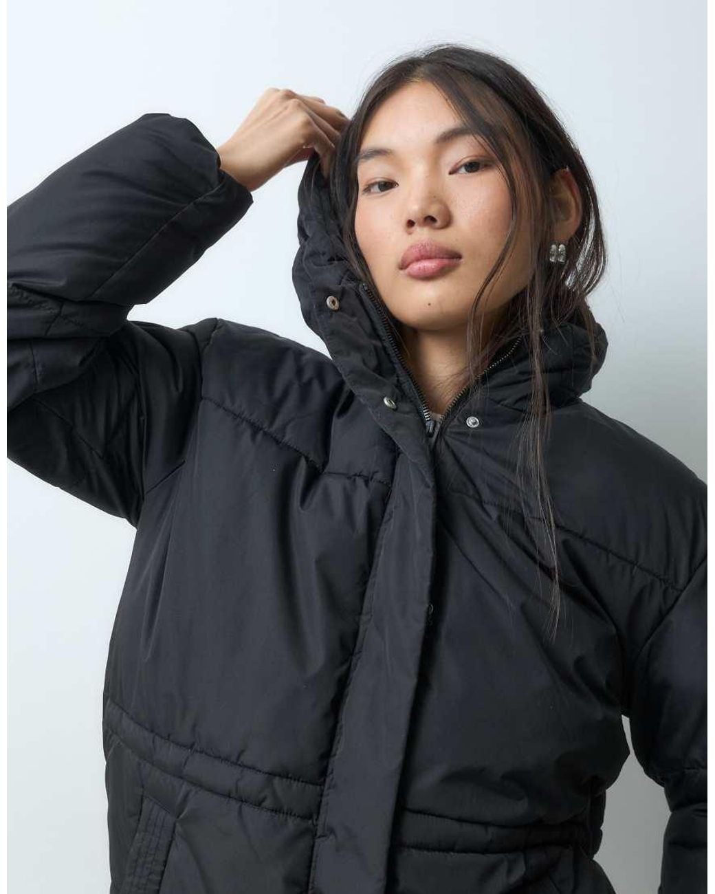 JJXX Gray Mid Length Puffer Jacket With Hood