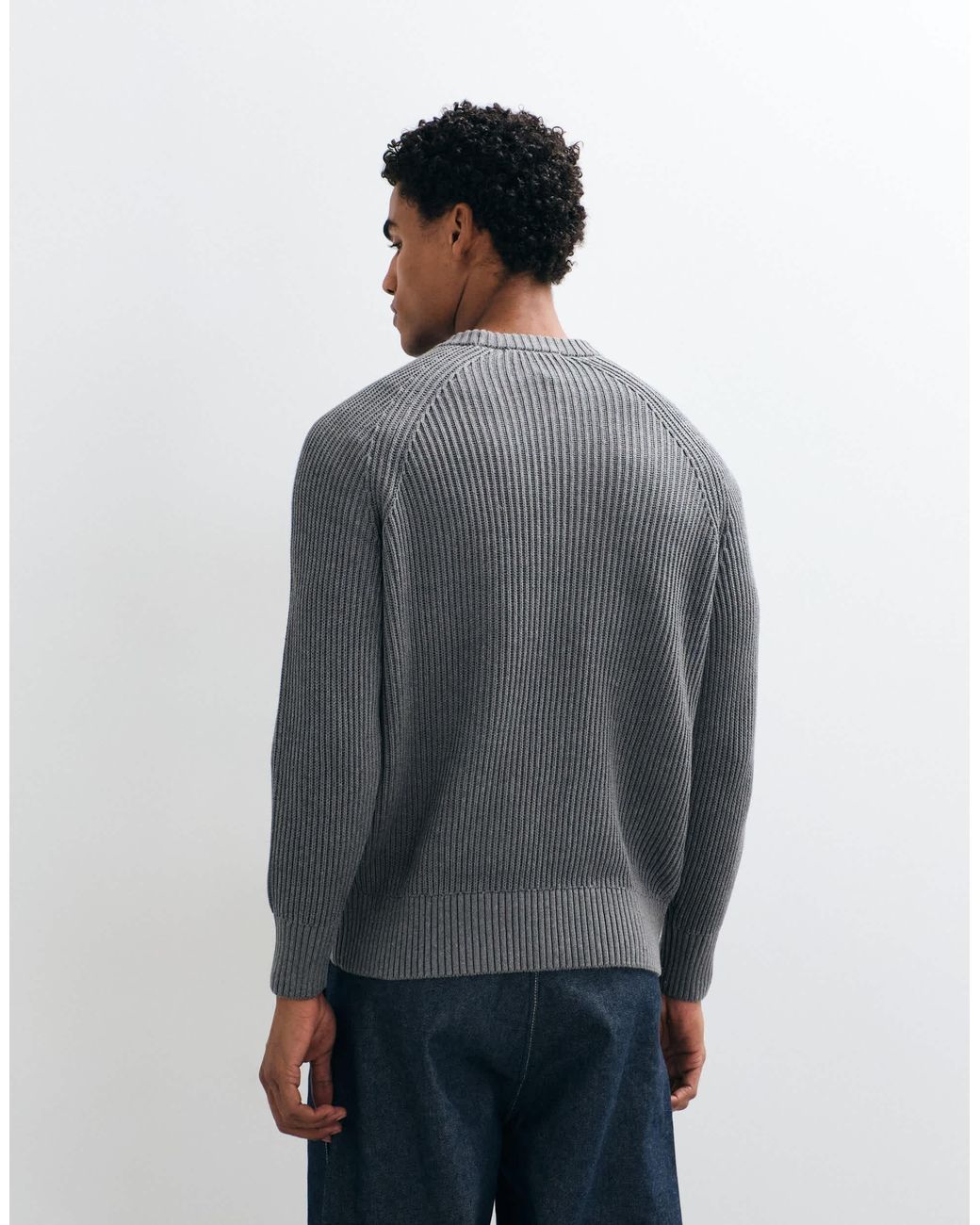 Pull en maille côtelée pêcheur SELECTED pour homme en coloris White