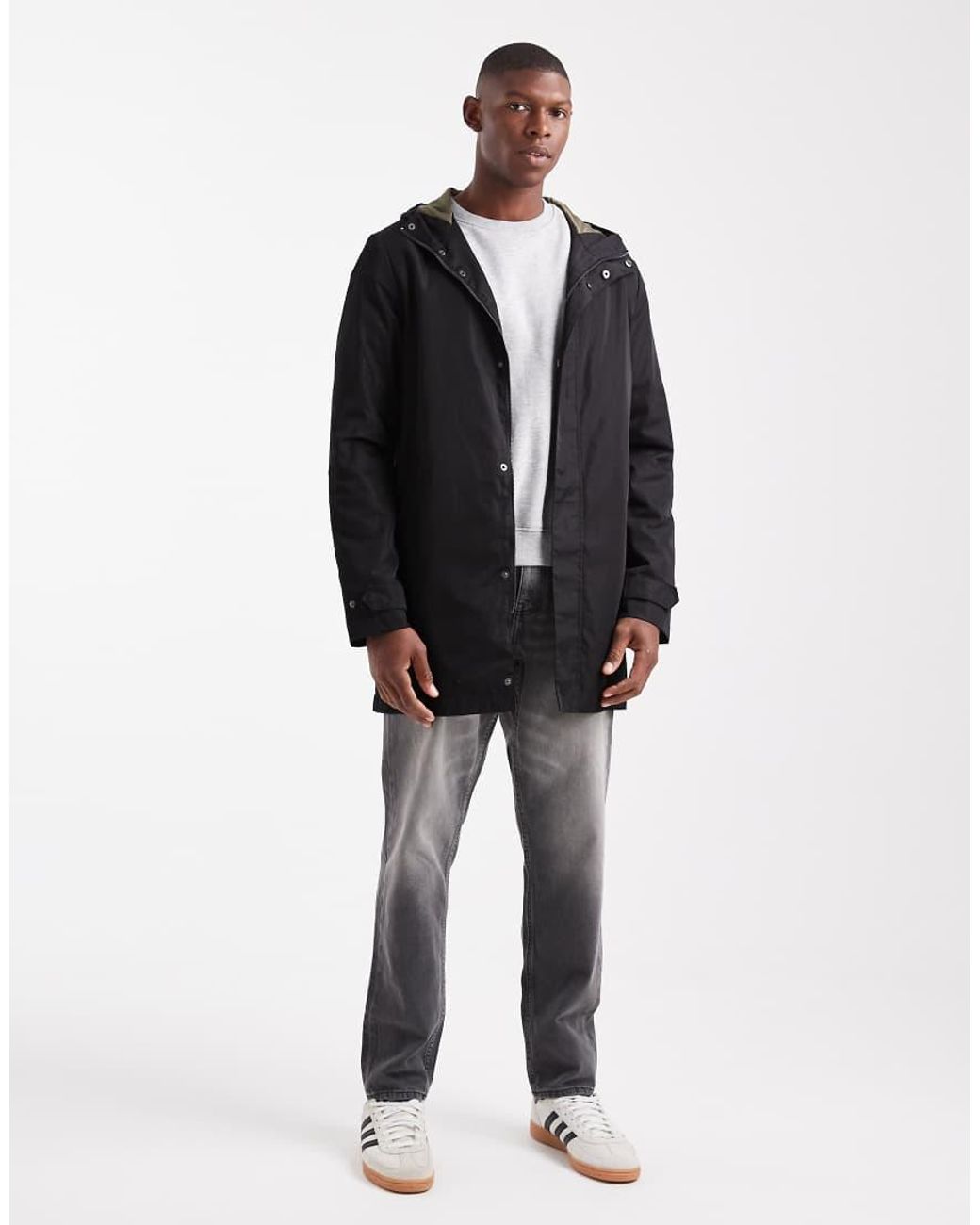Threadbare Black Parka Jacket With Hood for men