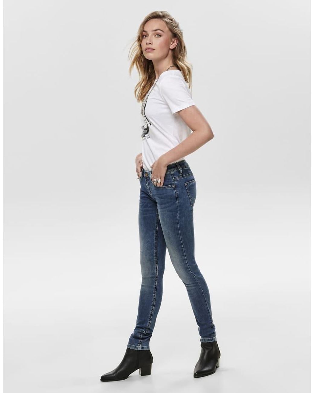 ONLY Blue Coral Life Super Low Rise Skinny Jeans