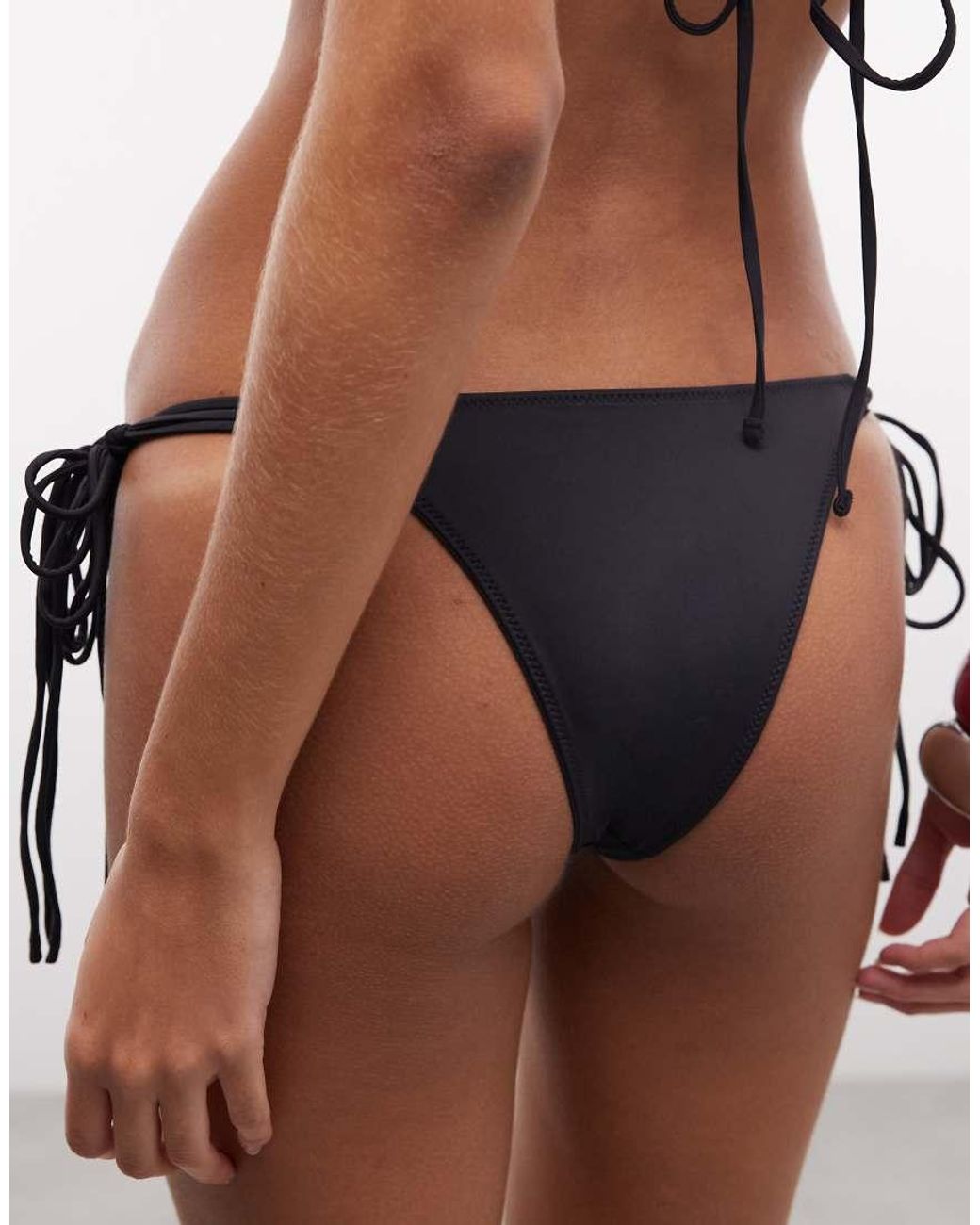 Frankie's Bikinis Black X Jennie Kim Tieside Bikini Bottom With Lattice Detail