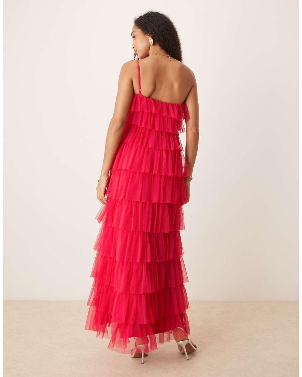 ANAYA One Shoulder Tiered Ruffle Maxi Dress