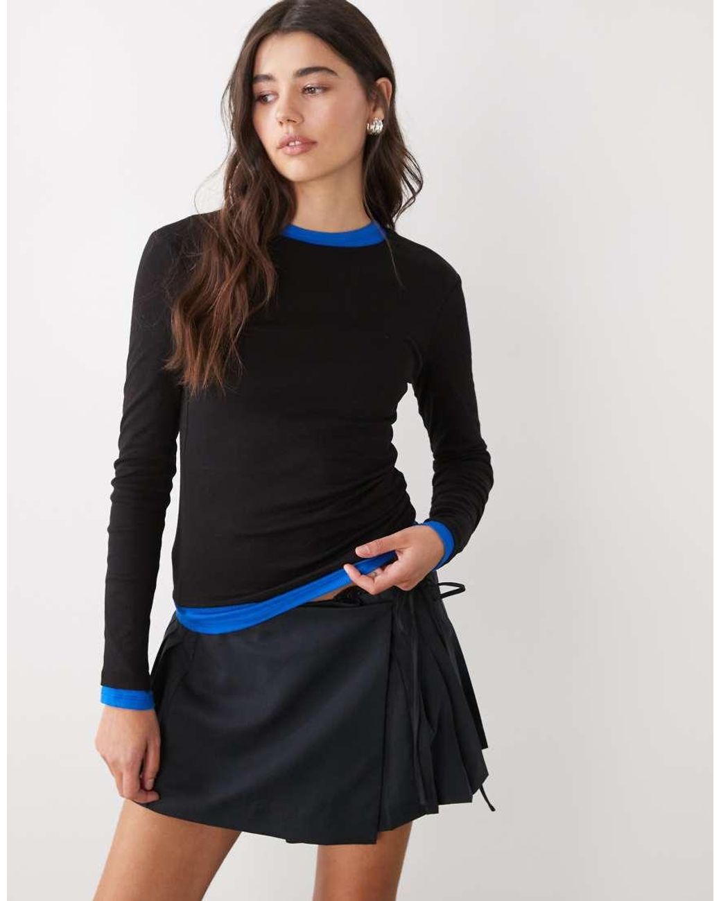 Monki White Pleated Wrap Mini Skirt