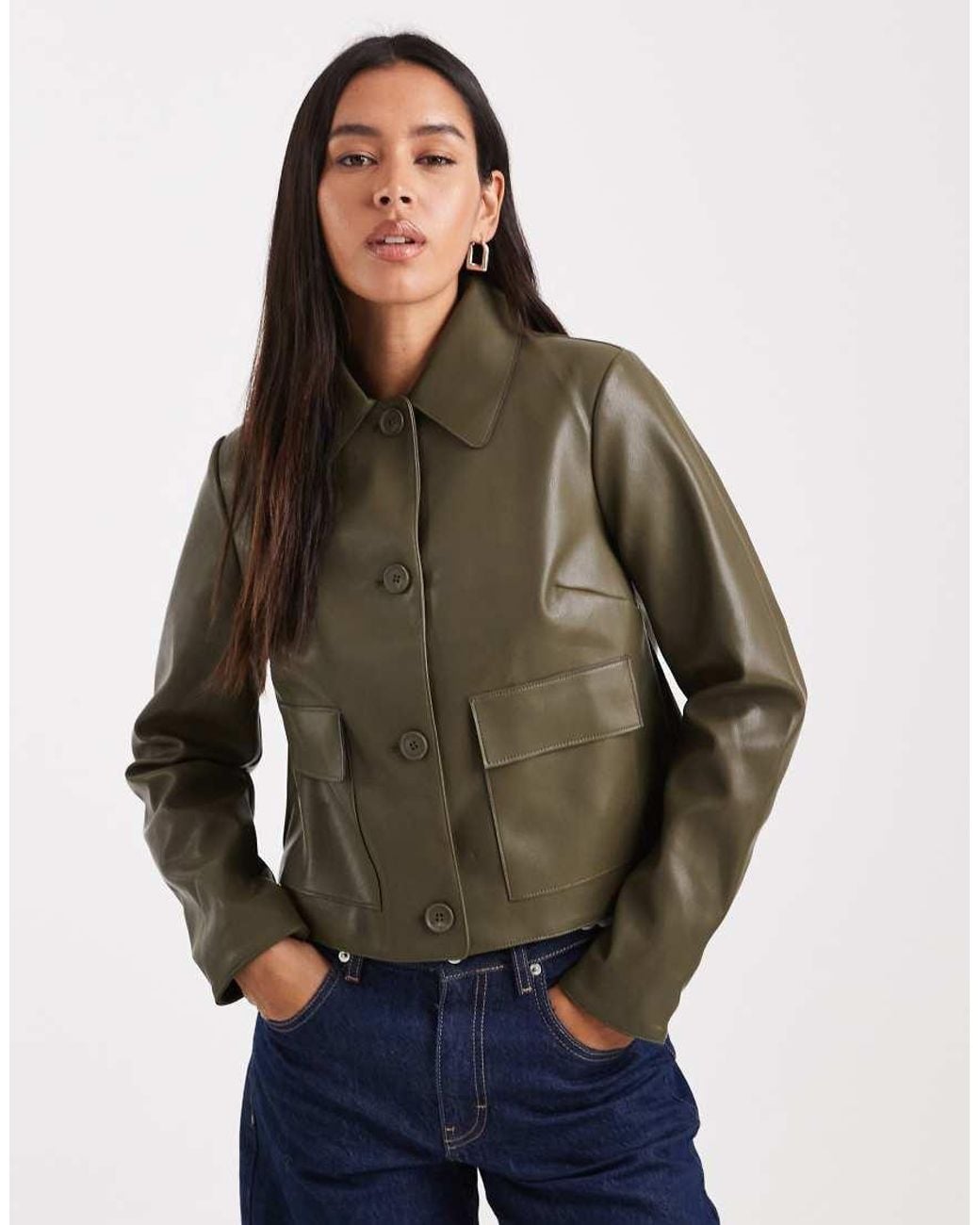 New Look Natural Pu Patch Pocket Jacket