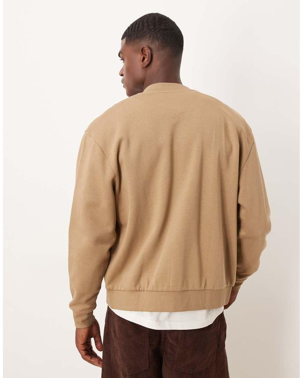 ASOS Natural Oversized Drop Shoulder Jersey Bomber Jacket for men