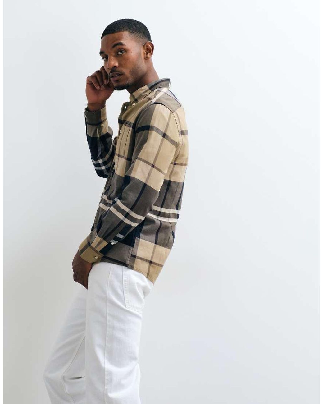 Barbour Natural Dunoon Long Sleeve Tailored Tartan Check Shirt for men