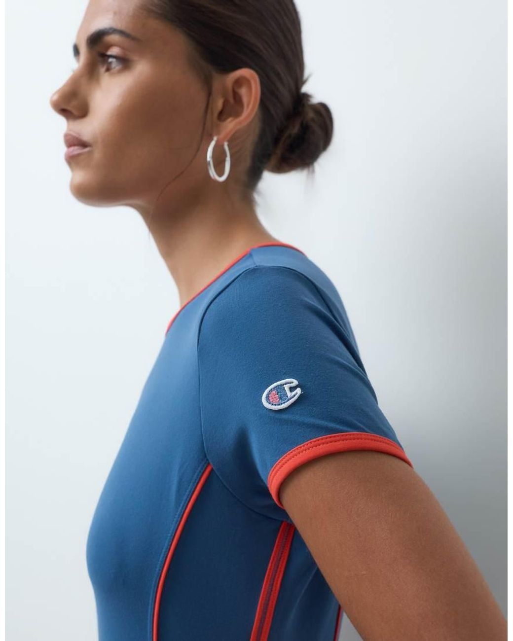 Champion Blue Future Memories Crewneck Fitted T-Shirt