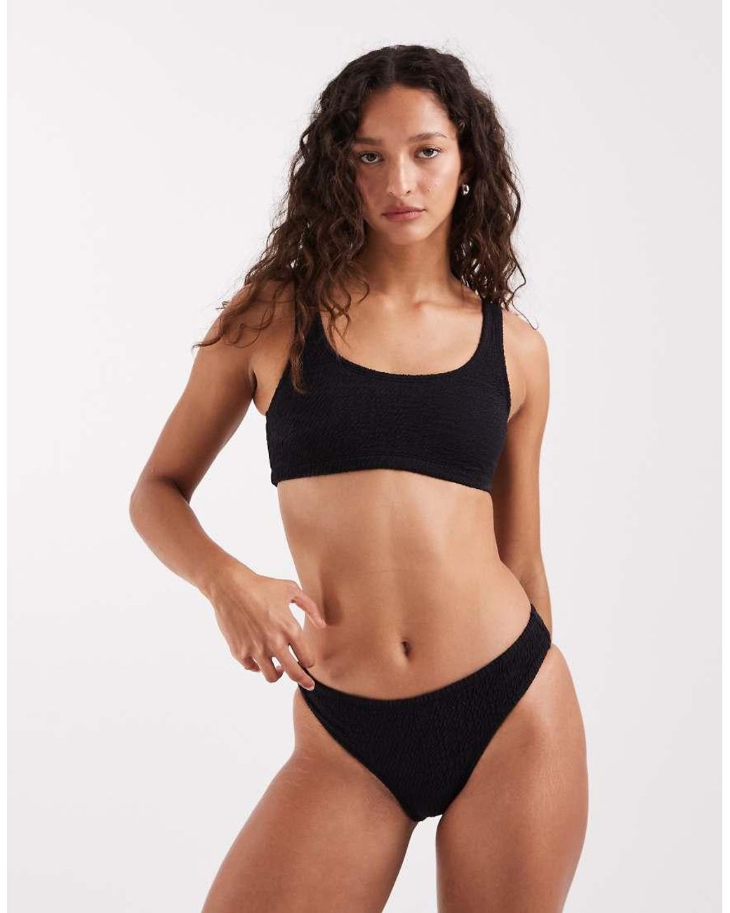 Nike Black Nike Crinkle Bralette Bikini Top