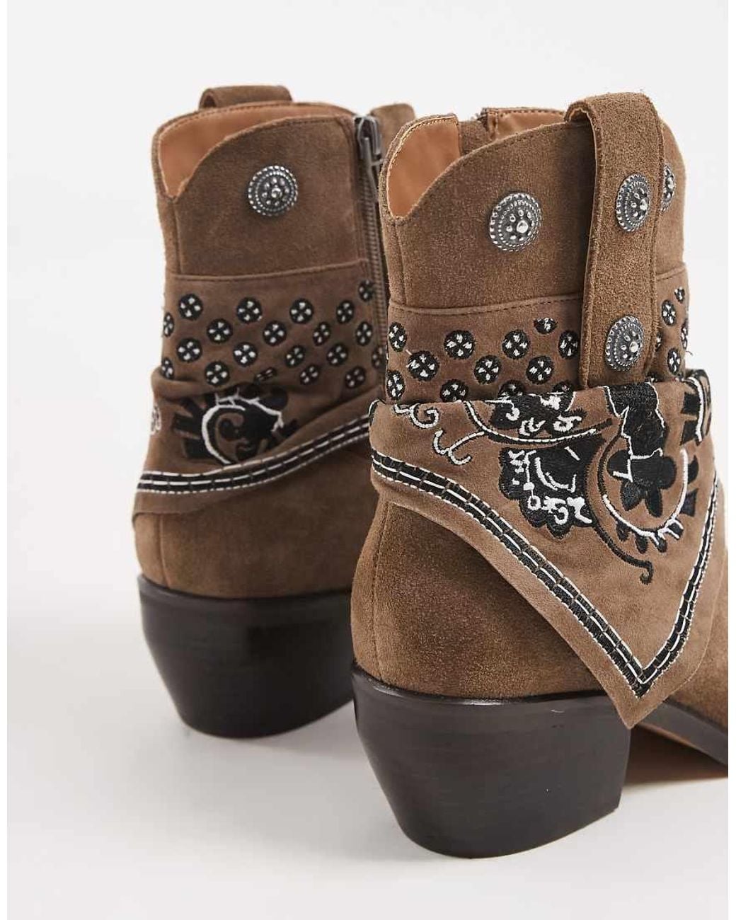 Dolce Vita Brown Mekala Western Boots With Bandana Detail