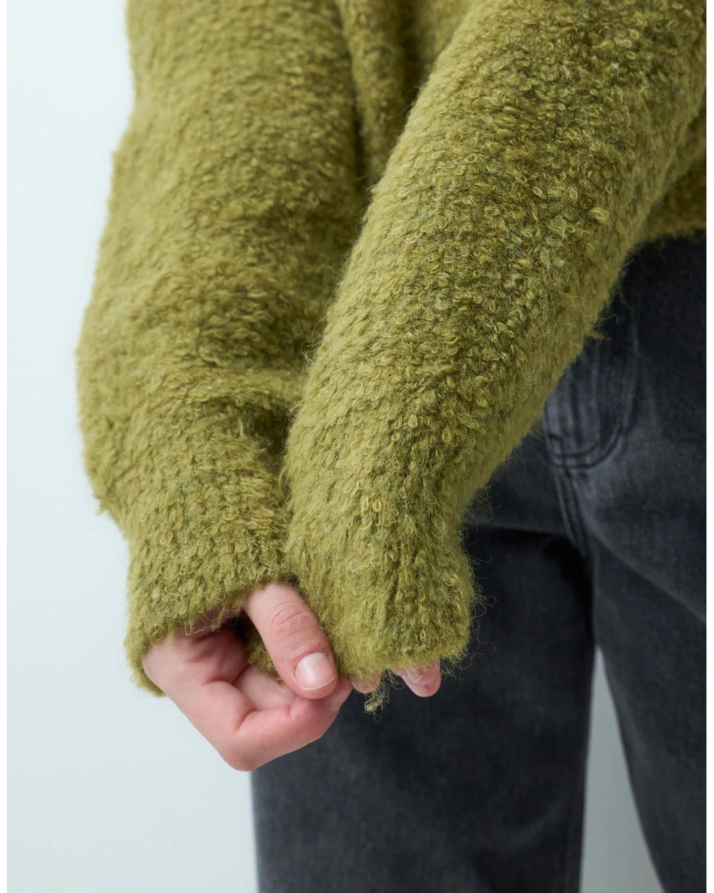 Pieces Green Bouclé-strickpullover mit wolle