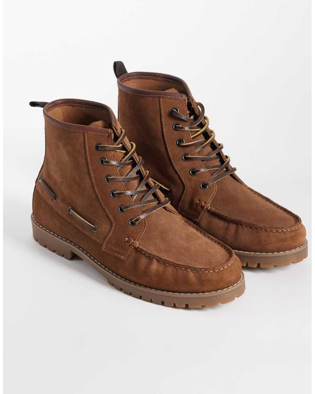 ASOS Brown Lace Up Apron Boots With Lace Detailing for men