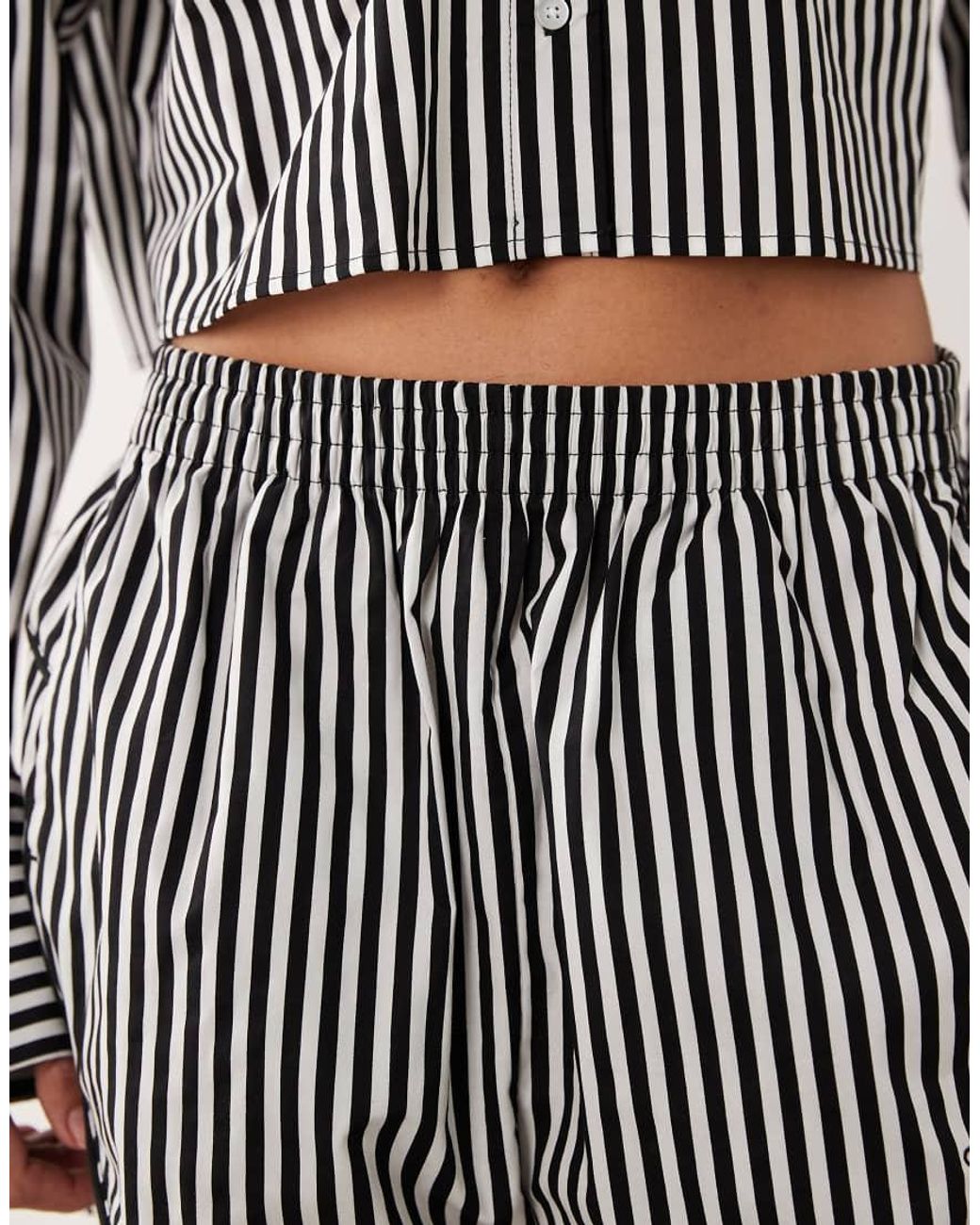 Calvin Klein Gray Poplin Stripe Track Short Co-Ord