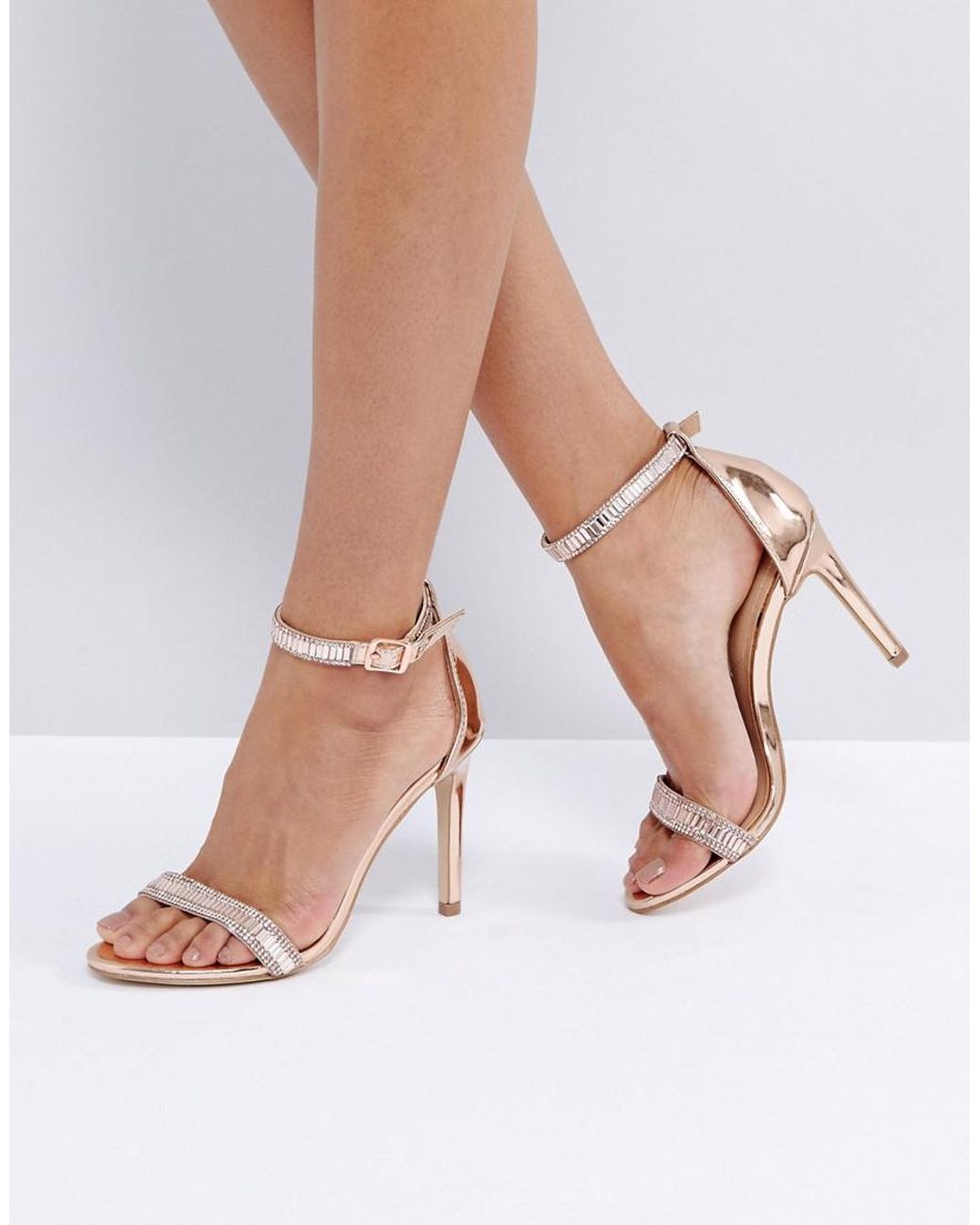 ALDO Sevoredia Rose Gold Heeled Sandals in Metallic | Lyst