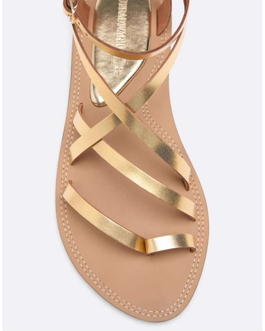Stradivarius Natural Flat Leather Tie-up Sandals