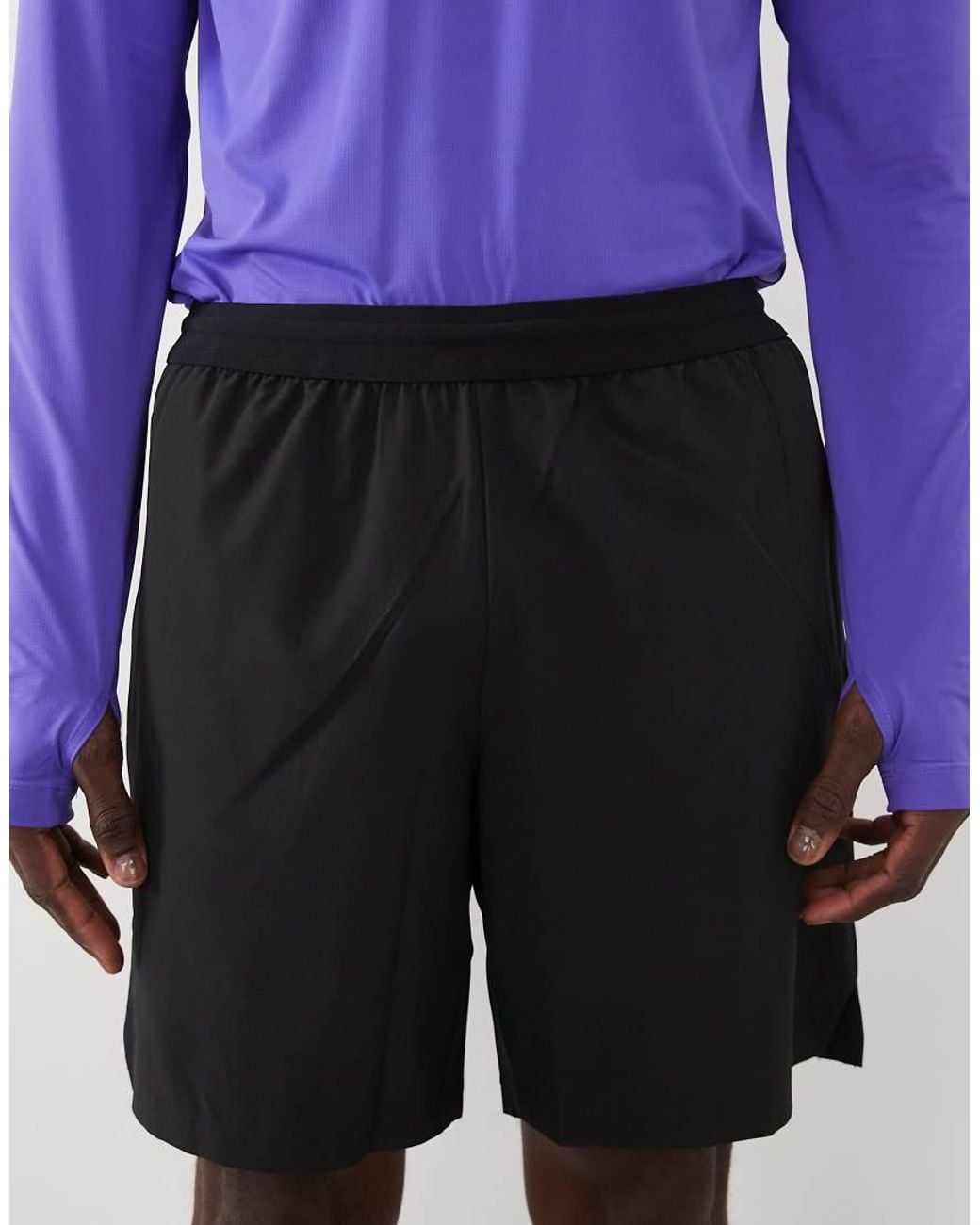 4505 Blue 7" Woven Training Shorts With Elastic Waist Band And Zip Pockets for men