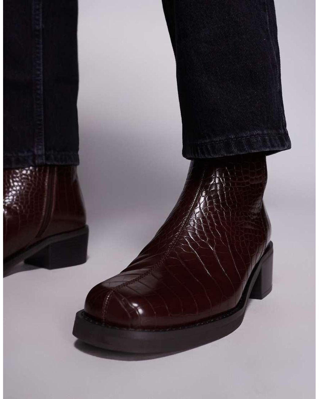 ASOS Brown Heeled Chelsea Boots for men
