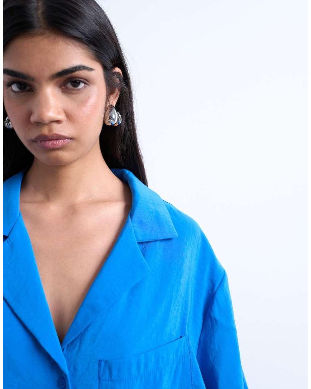 TOPSHOP Blue Super Soft Cupro Shirt