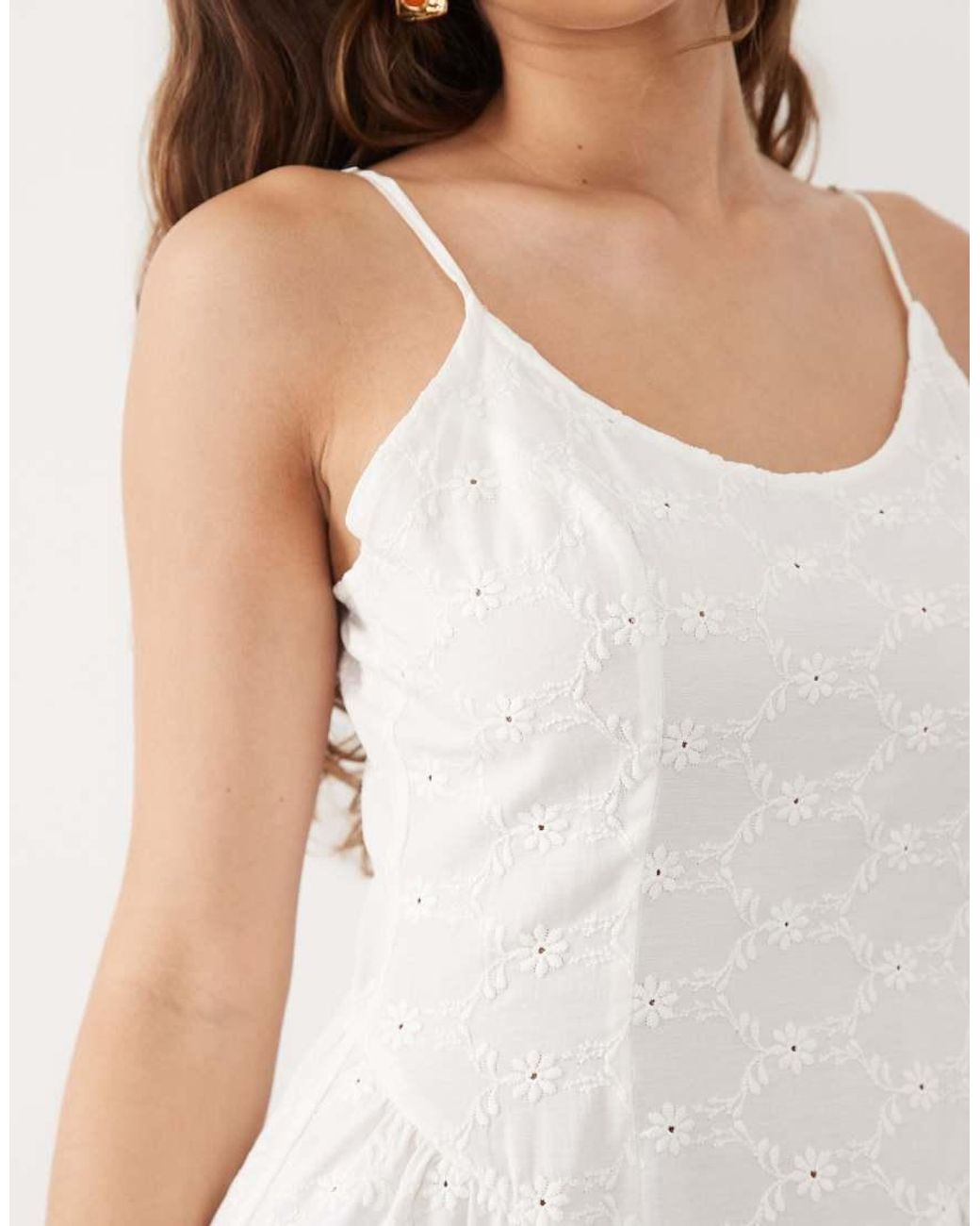 Miss Selfridge Natural Broderie Asym Cami Mini Dress
