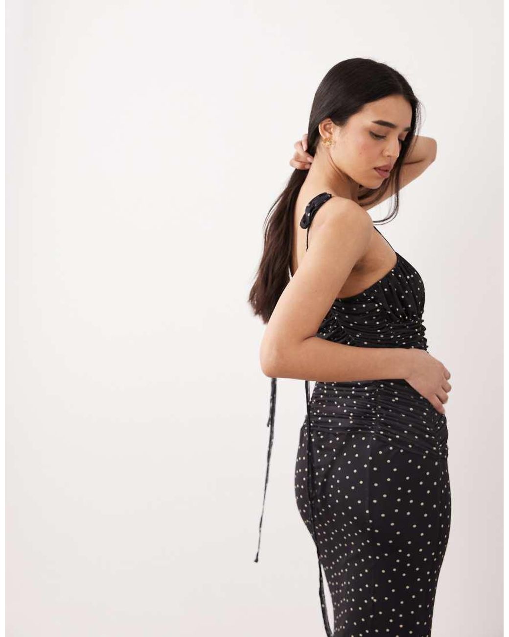 ASOS Black Mesh Fishtail Dress With Contrast Bust Insert