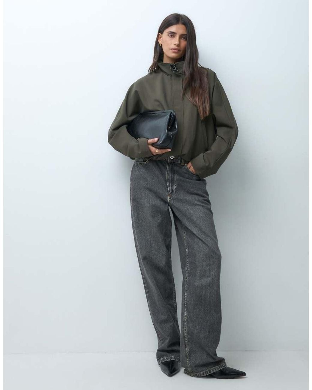 ASOS Black Tailored Cropped Track Jacket