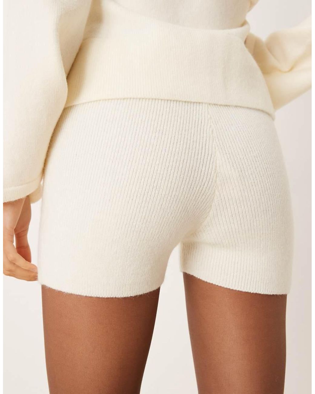 Pretty Lavish Natural Knitted Mini Shorts