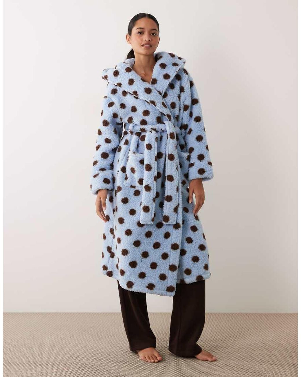 Threadbare Blue Polka Dot Robe With Hood
