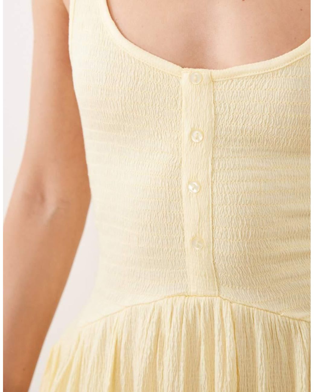 ASOS Natural Crinkle Button Through Mini Dress