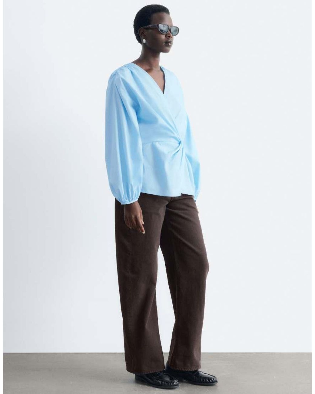 & Other Stories Blue Pure Cotton Cinch Waist Shirt