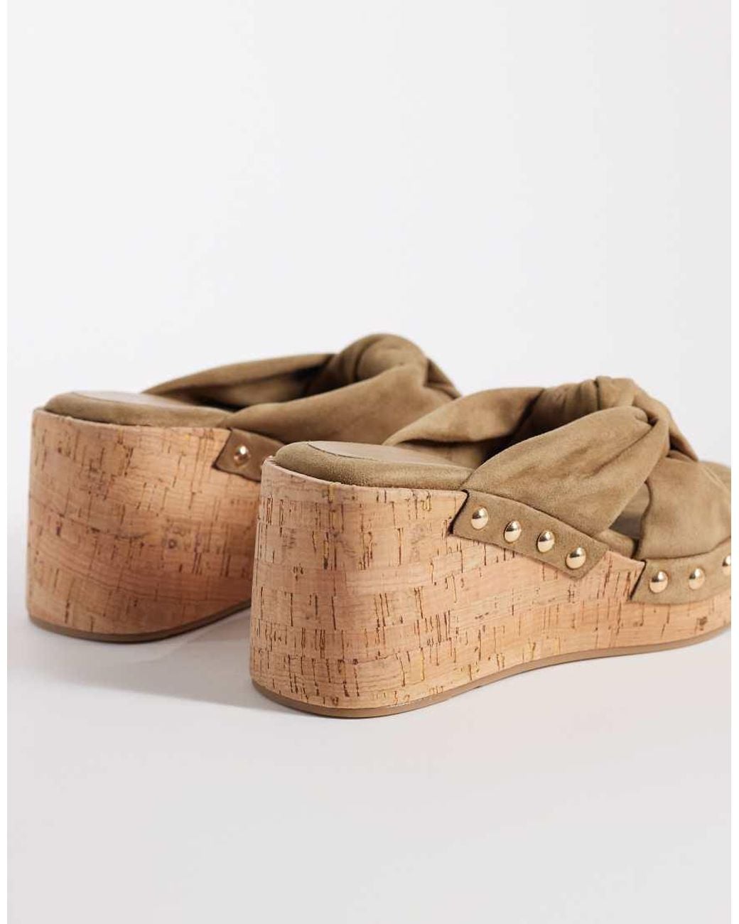 ASOS Natural Tulip Wedge Sandals With Twist Detailing