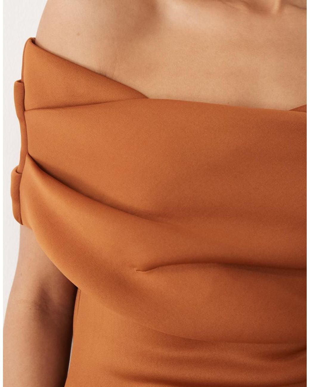 ASOS Natural Bardot Midi Dress With Split