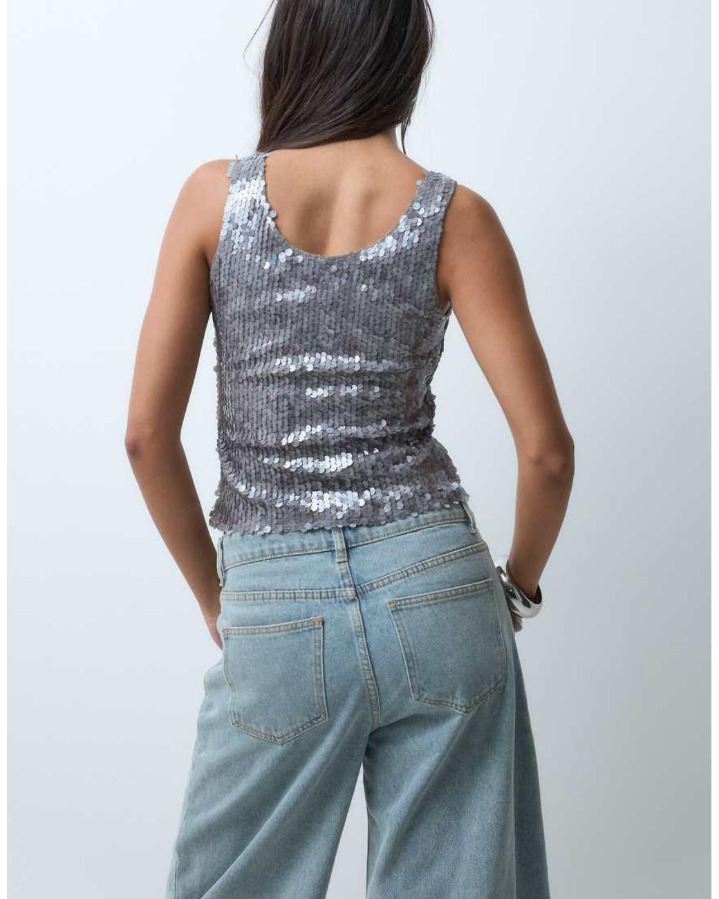 Motel Gray Qian Sequin Vest Top