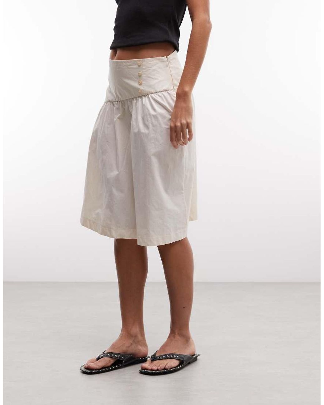 Reclaimed Vintage White Cotton Poplin Awkward Length Skirt